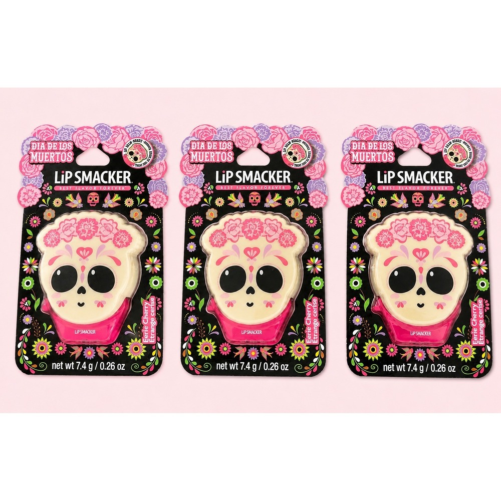 3 Lip Smacker Lip Balm Dia De Los Muertos Eerie Cherry Sugar Skull